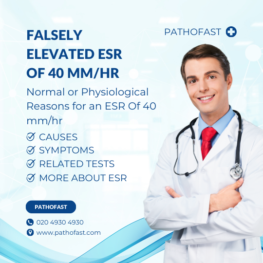 What are the causes for a falsely elevated ESR value of 40?