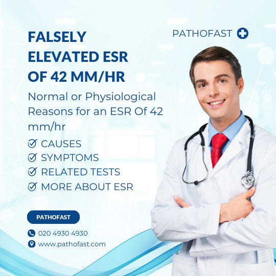 What are the causes for a falsely elevated ESR value of 42?