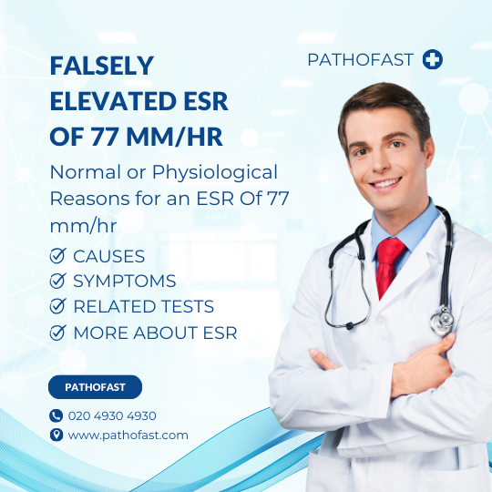 What are the causes for a falsely elevated ESR value of 77?