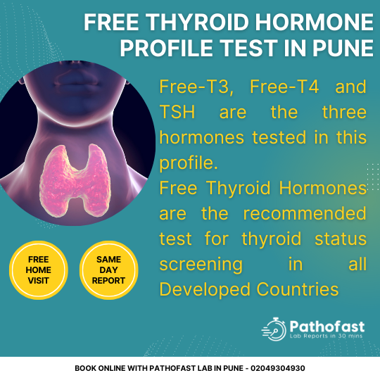 Free Thyroid Profile test includes - FT3, FT4 and TSH recommended for screening of thyroid disorders including hypothyroidism, Grave's Disease and hashimotos disease