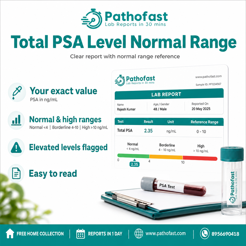 What is included in a Total PSA Level report - Pathofast Lab Pune